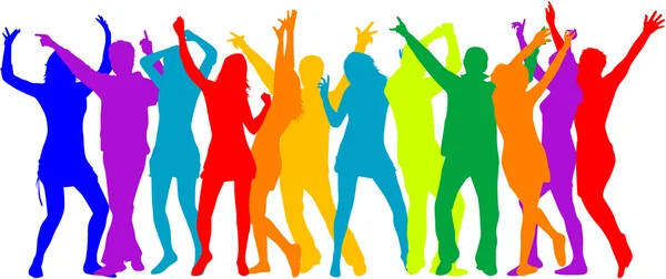 Party Crowd , silhouettes - color — Stockvector