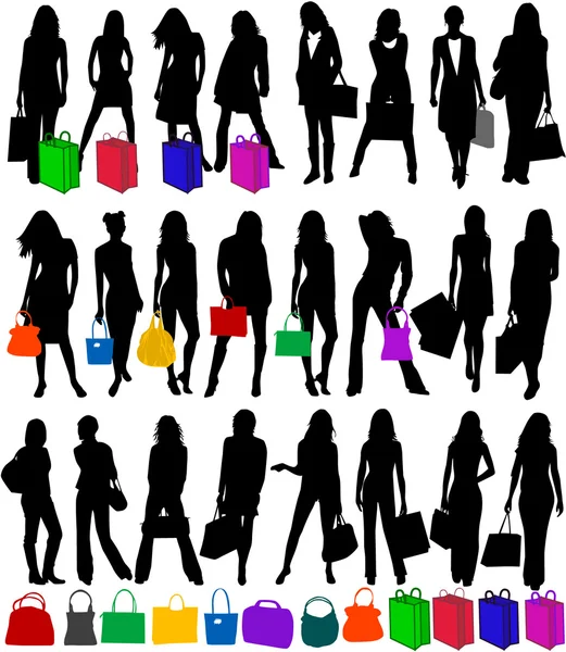 Fashionable woman silhouettes — Stock Vector
