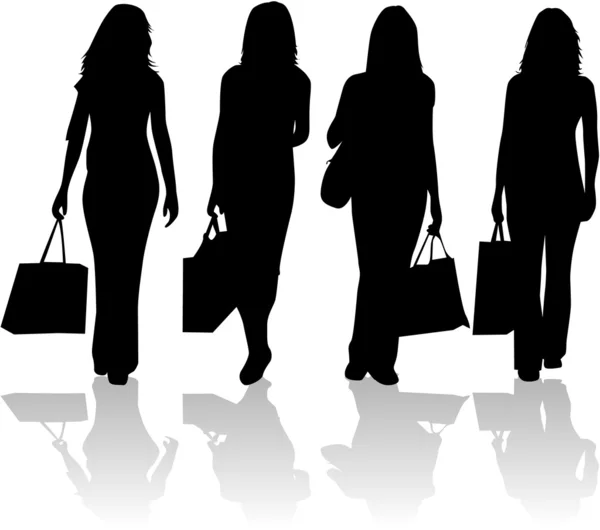 Meninas de compras - trabalho vetorial — Vetor de Stock