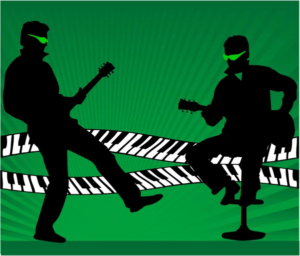Guitar player - green illustration — Stock Vector