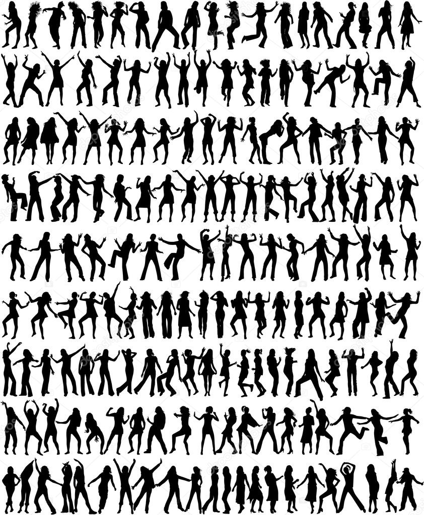 Dancing women and girls - 176 silhouett
