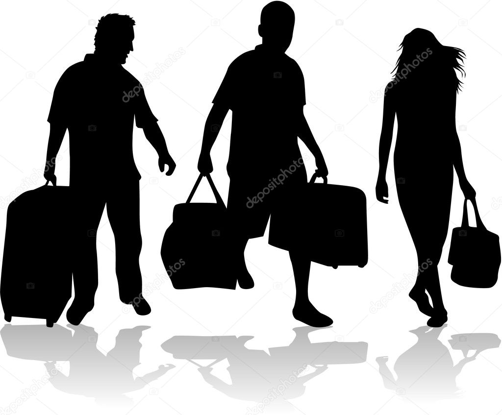 Peopel silhouettes with bag , vector