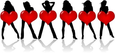 Girls With Heart , vector work 2 clipart