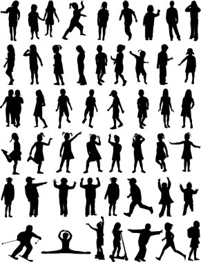 Silhouettes Chlilndrens clipart