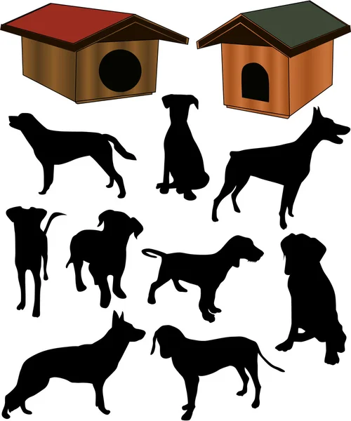 Силуэт сбора собак - вектор — стоковый вектор