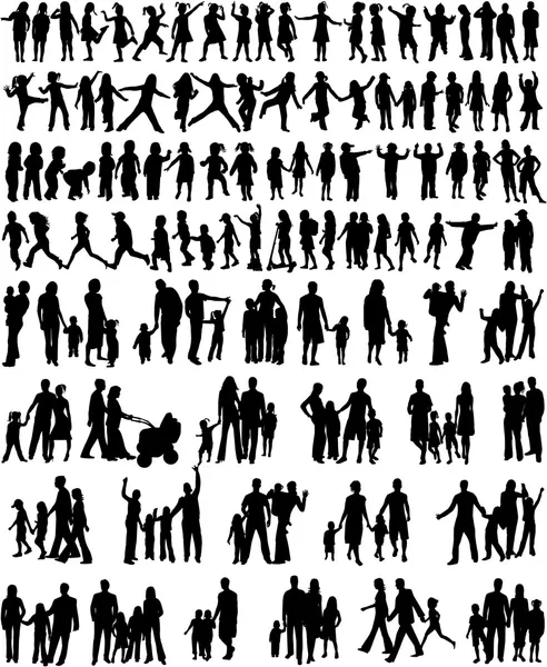 Collection Of Family Silhouettes — Stock Vector