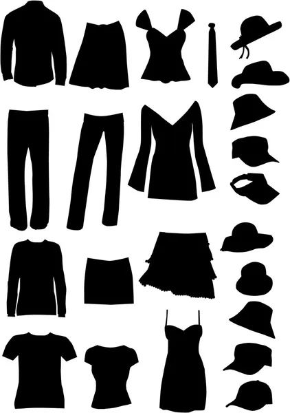 Elbiseler (kadın, erkek), vektör çalışma — Stok Vektör