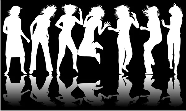 Λευκό και μαύρο, χορεύοντας κορίτσι — Διανυσματικό Αρχείο