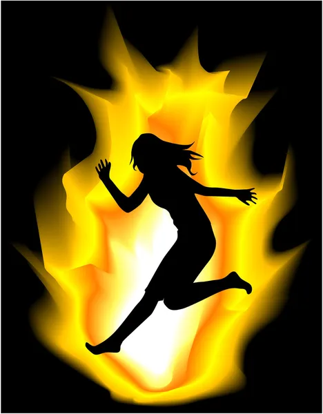 Brinnande kvinna — Stock vektor
