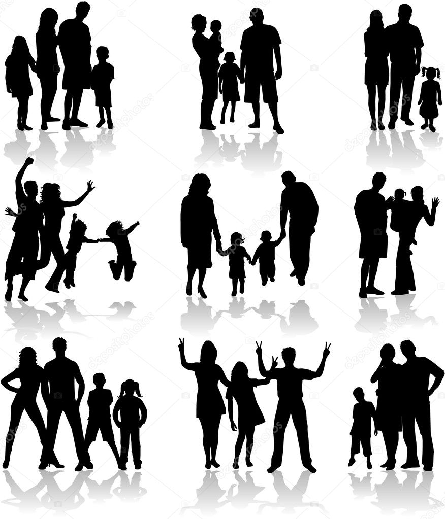 Download Family Silhouettes — Stock Vector © pablonis #2068826