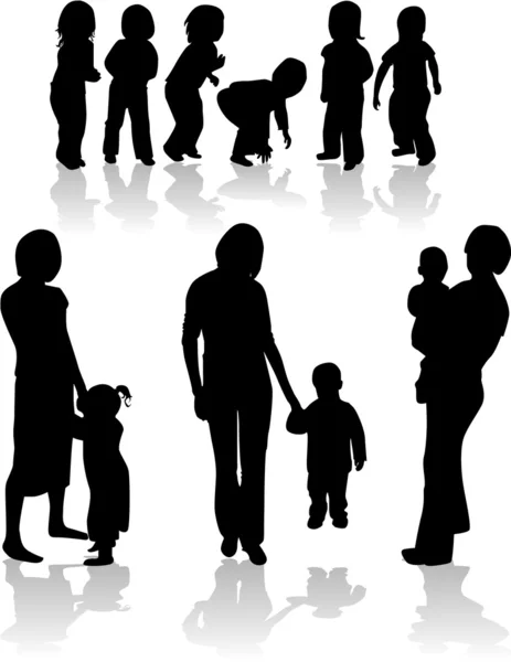 Family Subject Silhouettes — Stock Vector