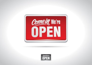 Come in we're open placard icon clipart