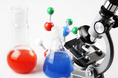 Microscope, flasks clipart