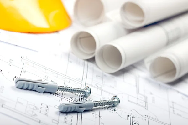 Screws and plans — Stock Photo, Image
