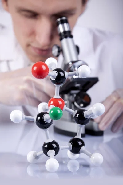 Molecular Chain and Scientist — Stock Photo, Image