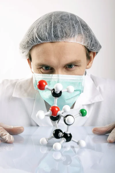 Scientist and molecules — Stock Photo, Image