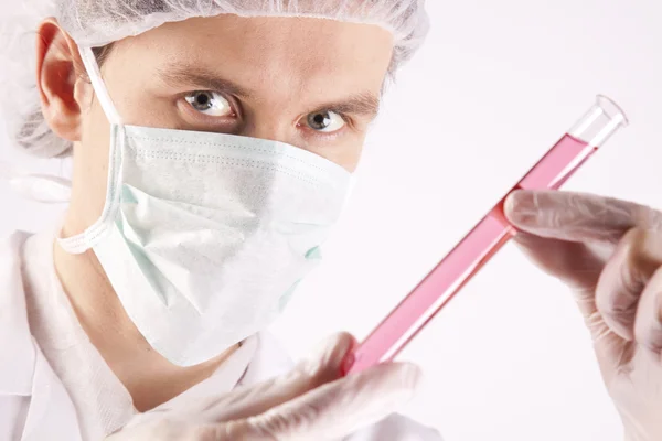 Scientist with tube — Stock Photo, Image