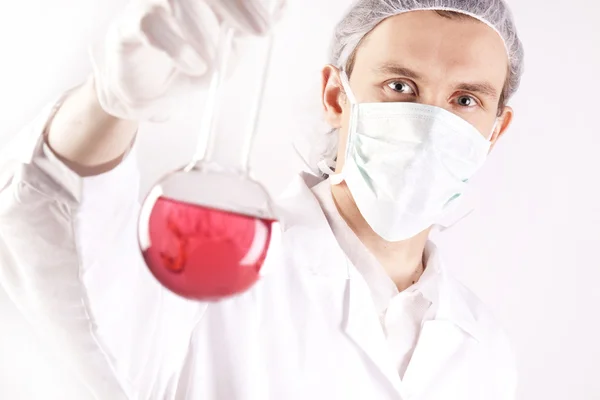 Scientist with tube — Stock Photo, Image