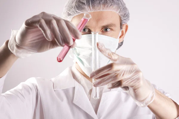 Scientist with Tubes — Stock Photo, Image