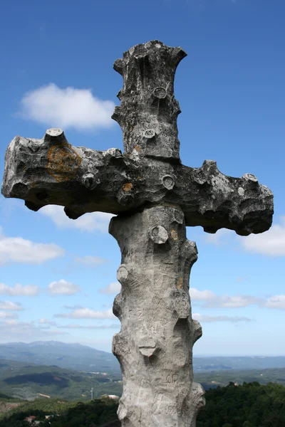 Krzyża w lesie bussaco — Zdjęcie stockowe