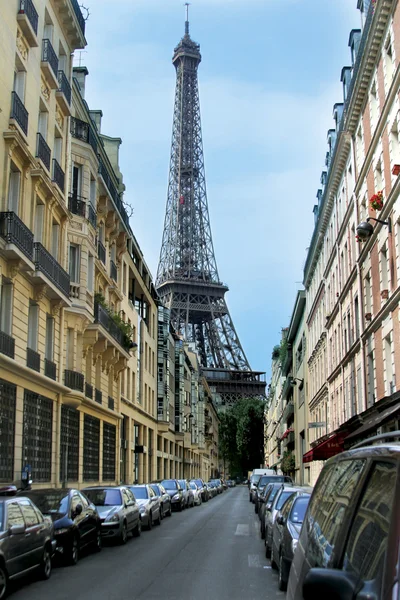 The part of Eiffel Tower on the street — Stock Photo, Image