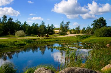 Summer park in Ventspils clipart