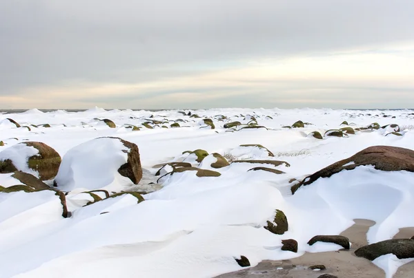 Winter landscape with big stones — Stock Photo, Image