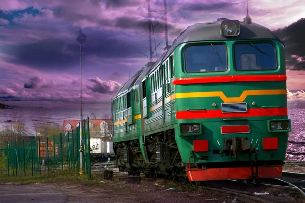 Diesel Train in the vannila sky — Stock Photo, Image