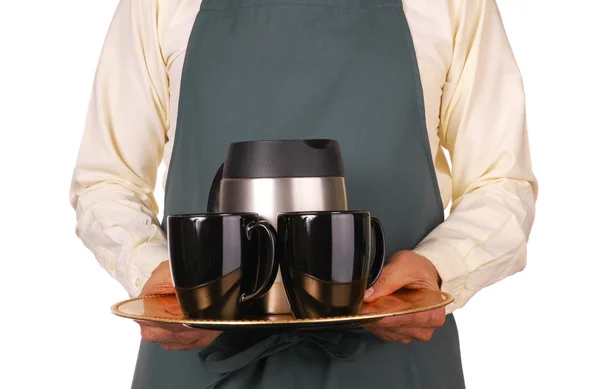 Barista s zásobník kávy — Stock fotografie