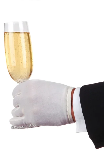 Man in Tuxedo Serving Champagne — Stock Photo, Image