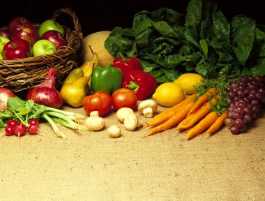 Vegetables on Burlap clipart