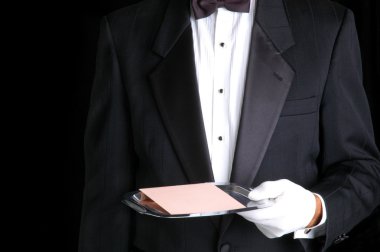 Butler with Tray and Envelope clipart