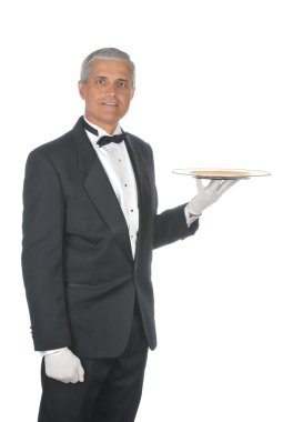 Butler with Tray clipart