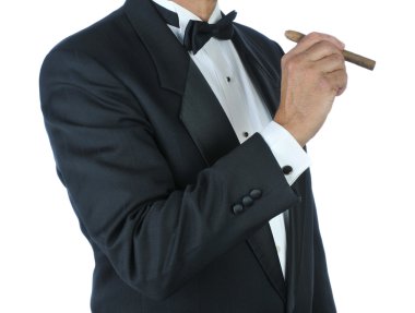 Manin Tuxedo Holding cigar clipart