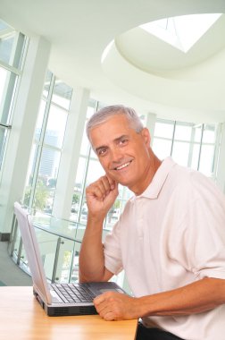 Businessman Seated at Computer clipart