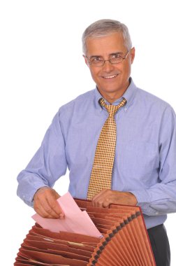 Businessman with File Box clipart