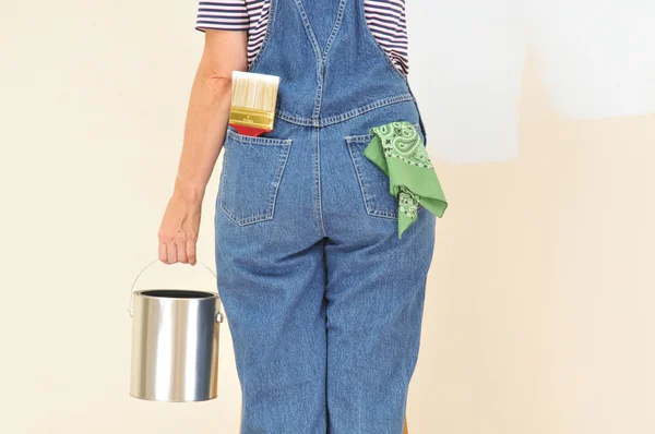 stock image Woman in Overalls Painting