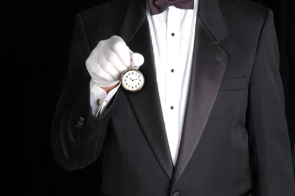Butler com relógio — Fotografia de Stock