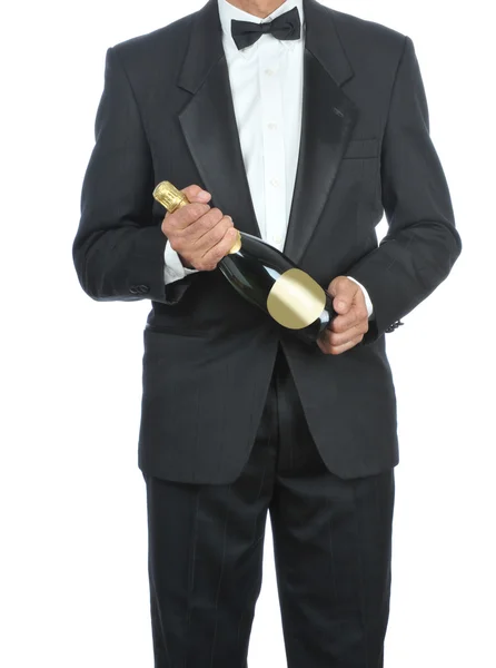 Homem de smoking com champanhe — Fotografia de Stock