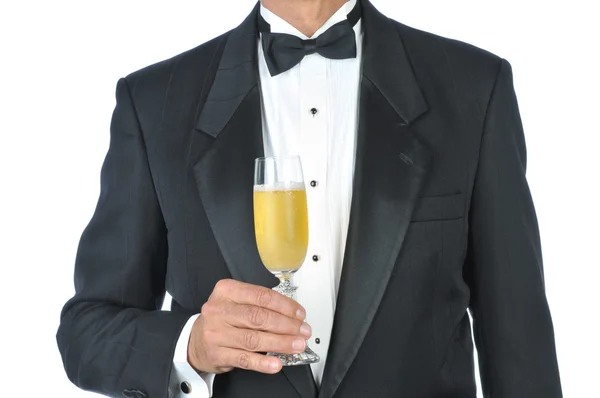 Adam smokin şampanya — Stok fotoğraf