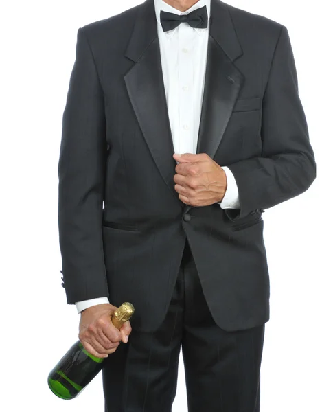 Číšník s láhev šampaňského — Stock fotografie