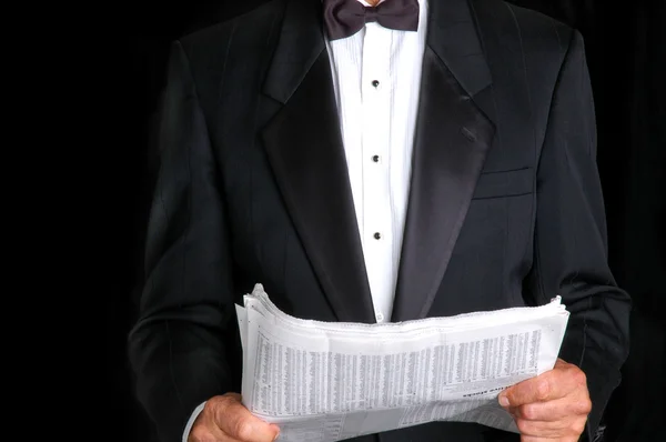 Butler with Newspaper — Stock Photo, Image