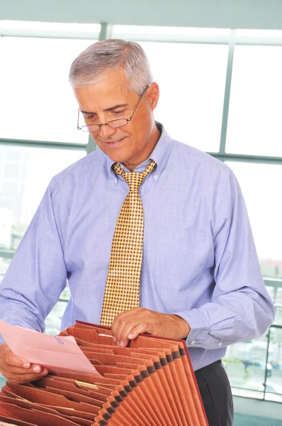 Businessman with File Box — Stock Photo, Image