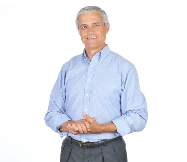 Geschäftsmann im blauen Hemd lächelt — Stockfoto