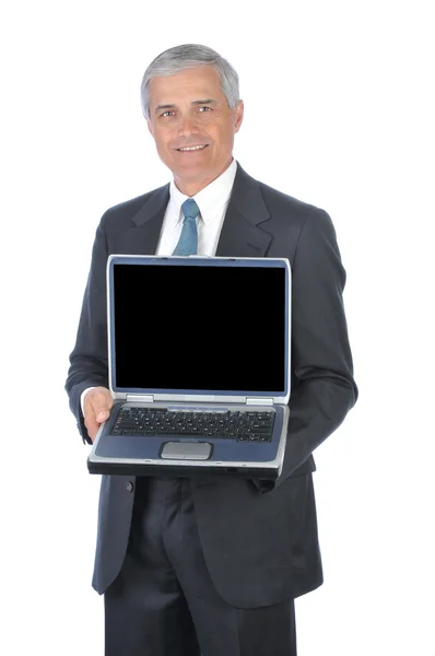 Homem de negócios com computador portátil — Fotografia de Stock