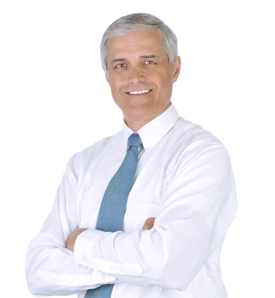 Üzletember, fehér ing és nyakkendő — Stock Fotó
