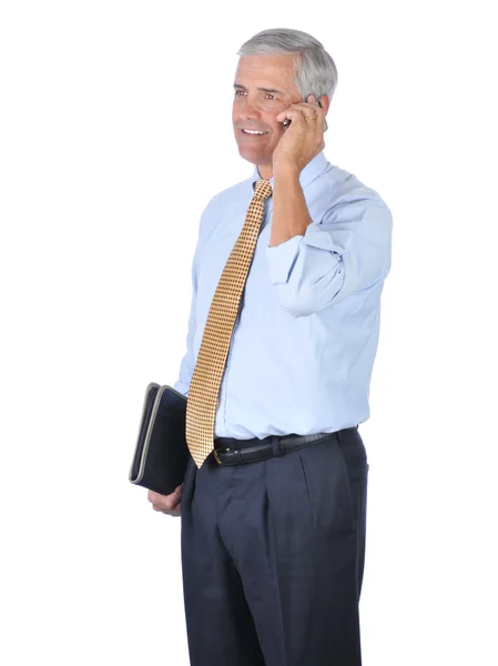 Üzletember mobiltelefonon beszél — Stock Fotó