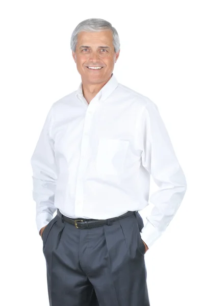 Бізнесмен білій сорочці руки кишені — стокове фото