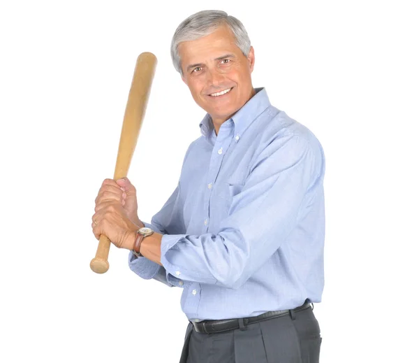Бизнесмен с бейсбольной битой — стоковое фото