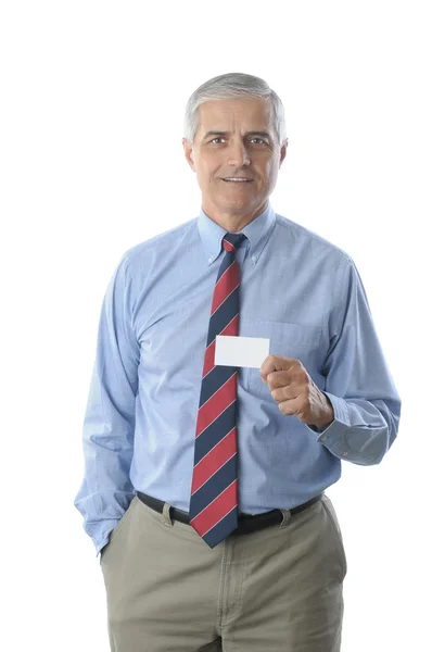 Бізнесмен з візитною карткою — стокове фото